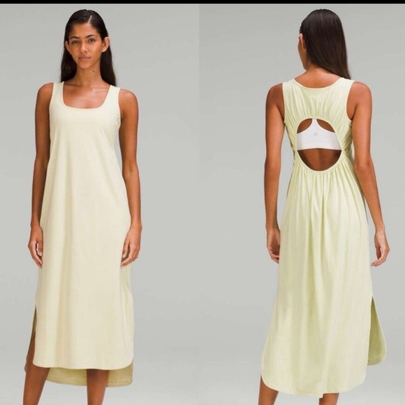 lululemon athletica Dresses & Skirts - Lululemon Open Back Pima Cotton Midi Tank Dress Sleeveless Womens Size 10